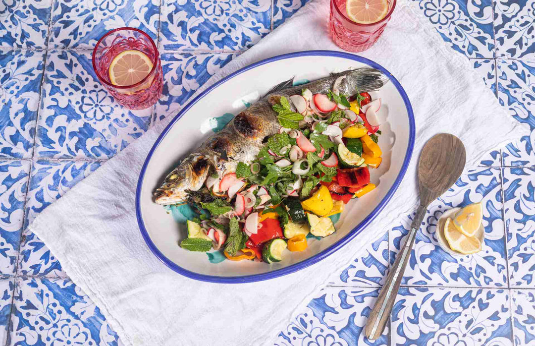 Whole Roasted Barramundi with Herby Salad