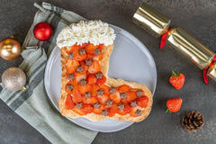 Strawberry and Vanilla Pudding Santa Stocking Dessert Pizza