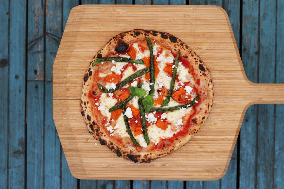 Sweet Potato, Asparagus and Feta Pizza