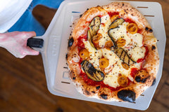 Flame cooked Zucchini and Cherry Tomato Pizza