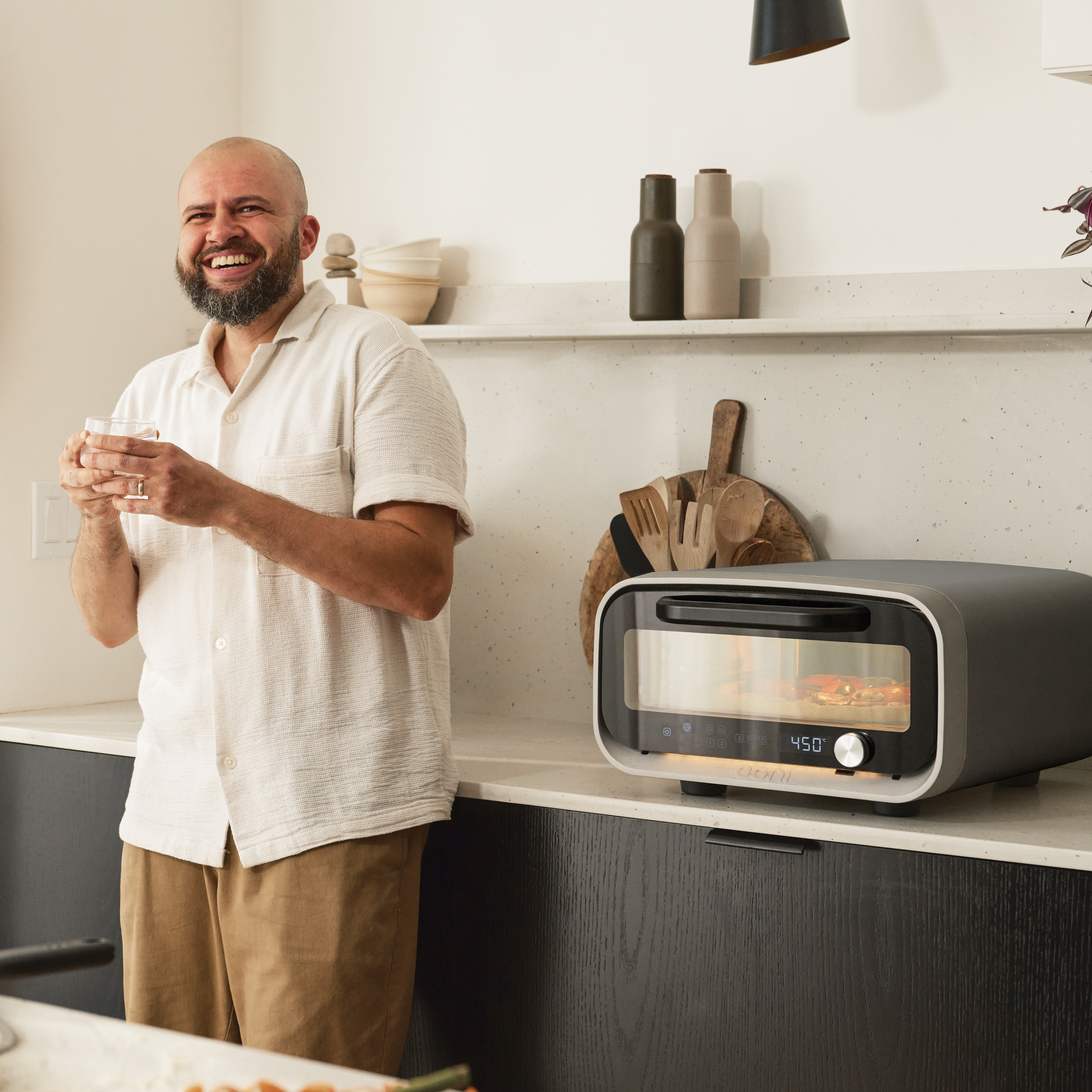 volt 2 electric pizza oven on countertop- lifestyle