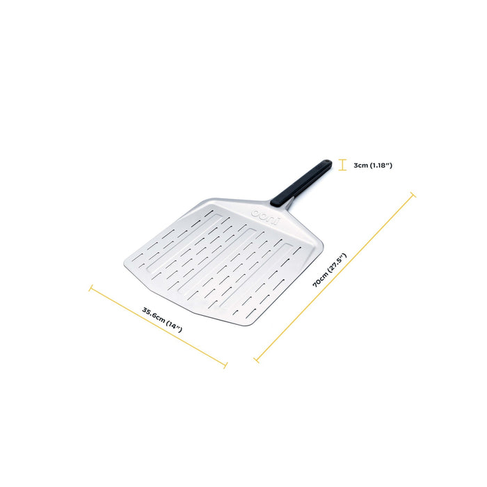 Ooni 14″ Perforated Pizza Peel Measurements | Click this image to open up the product gallery modal. The product gallery modal allows the images to be zoomed in on.